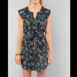 Rebecca Taylor 100% Silk Tulip Floral Navy Dress